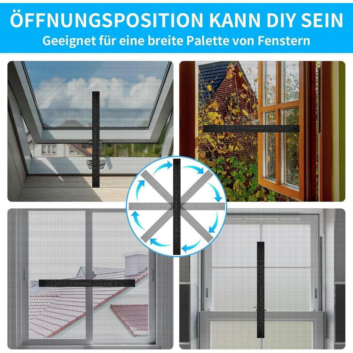 FLIEGENGITTER Dachfenster mit Magnetverschluss 100 x 130 cm - Schwarz, Textil (15/2.5/23cm)
