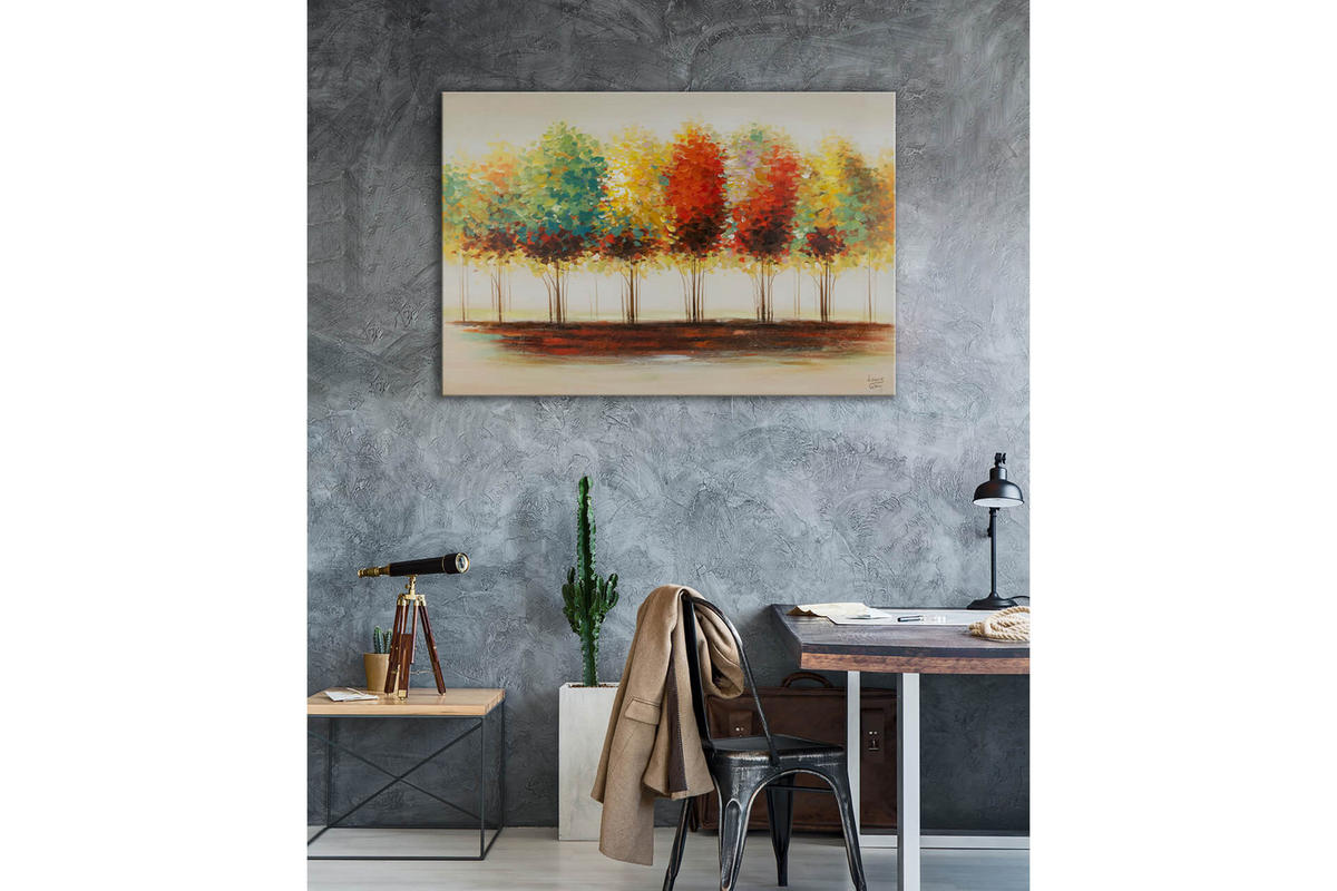 ÖLGEMÄLDE 120/80 cm - Gelb/Braun, Holz/Textil (120/80cm) - KUNSTLOFT