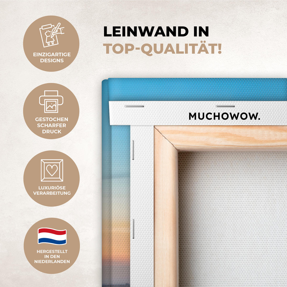 LEINWANDBILD Polen - Sonne - Warschau Deko Wohnzimmer 20x20 cm - Blau, Textil (20/20cm) - MuchoWow