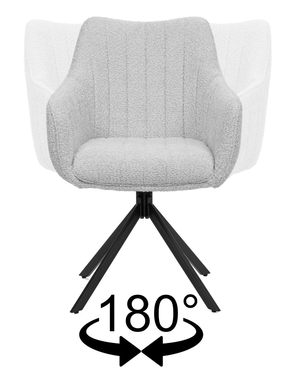 STUHL PIANO drehbar gepolsterter mit Steppung - hellgrau - Velour - Hellgrau/Schwarz, Textil/Metall (59/88/61cm) - NEW HOME