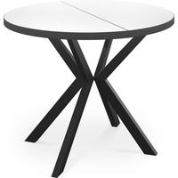 ESSTISCH Vincento runder ausziehbar, Weiß 120-200/120/76 cm - Schwarz/Weiß, Holzwerkstoff/Metall (120/200/76cm) - WFL GROUP