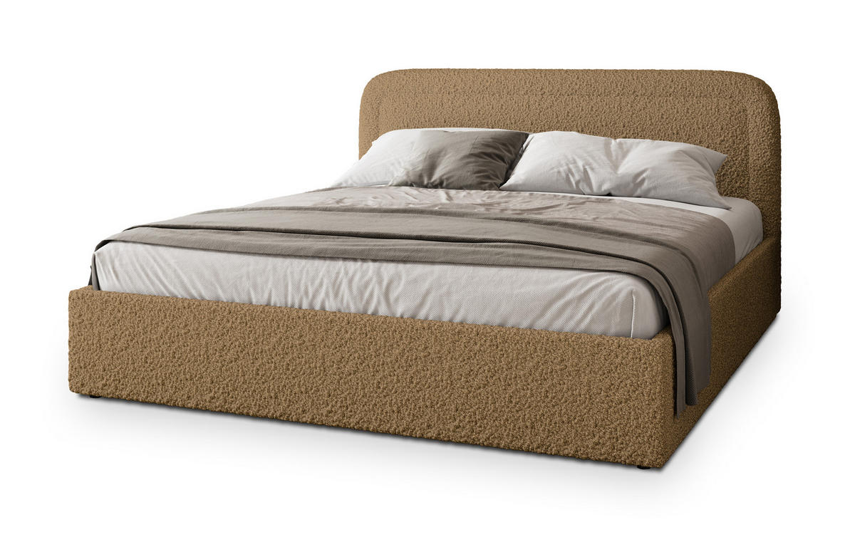 ČALOUNĚNÁ Postel BENIRA 140x200 cm Medová - med, kompozitní dřevo/textil (140/200cm) - MASSENO