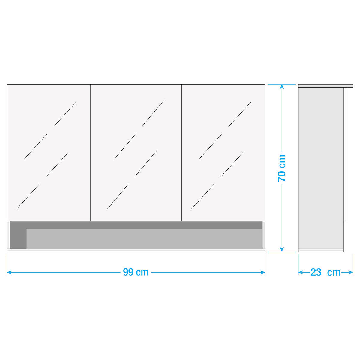 SPIEGELSCHRANK - inkl. Beleuchtung - Wildeiche Dekor - Braun, Holzwerkstoff (99/70/23cm) - home24