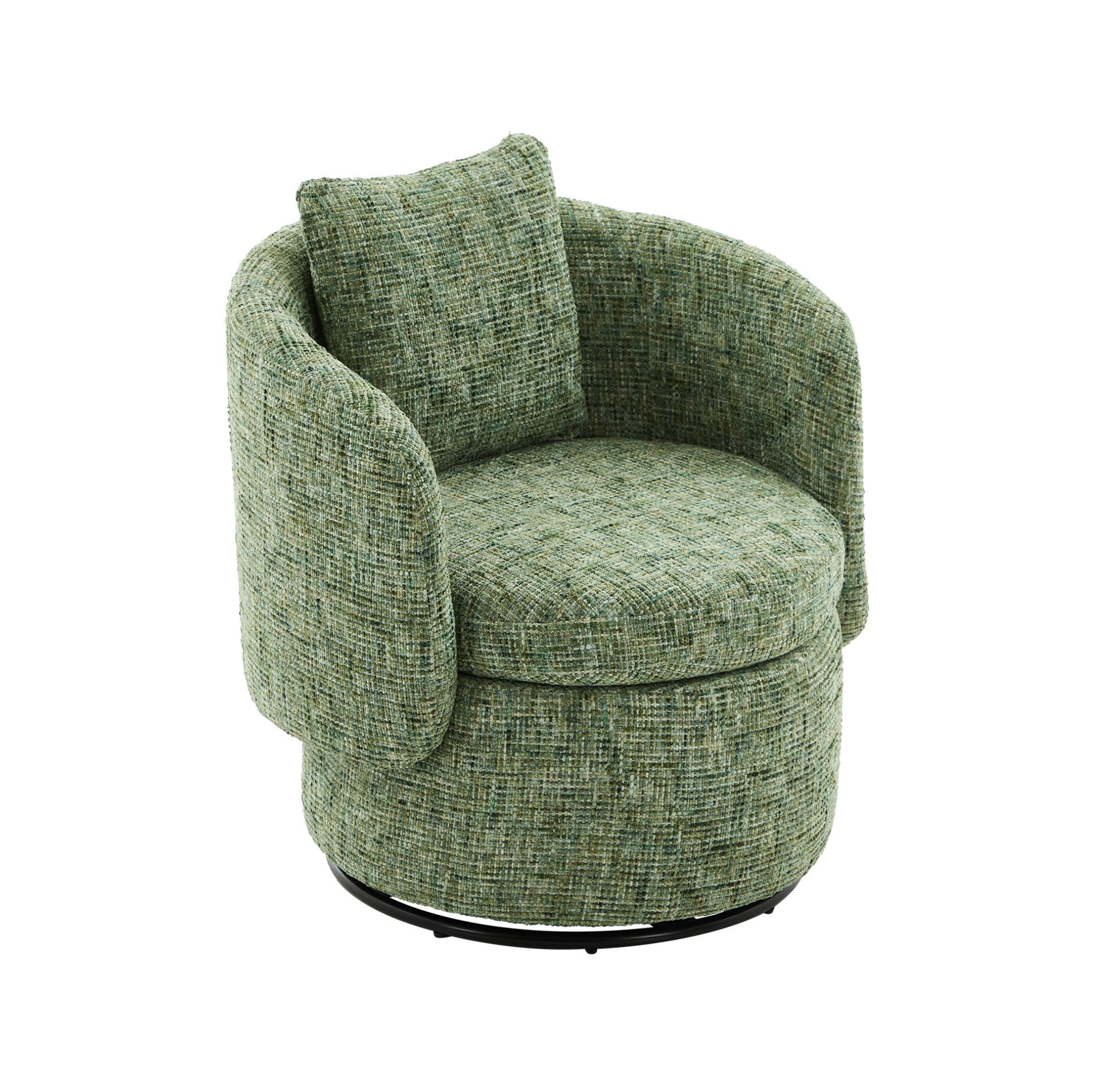 DREHSESSEL Chenille mit verstecktem Stauraum 72/66.5/76 cm Grün - Grün, Textil (66.5/76/72cm) - Redom