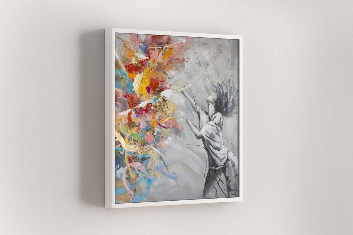 ACRYLBILD HANDGEMALT 80/80 cm - Multicolor/Grau, Holz/Textil (1.3/80cm) - KUNSTLOFT