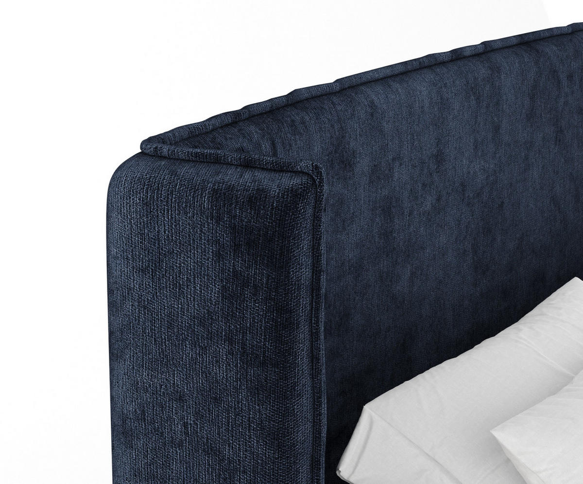 BOXBETT Skyline Marineblau 160/200 cm mit Matratze und Topper - Schwarz/Dunkelblau, Holz/Holzwerkstoff (160/200cm) - Maison de Reve