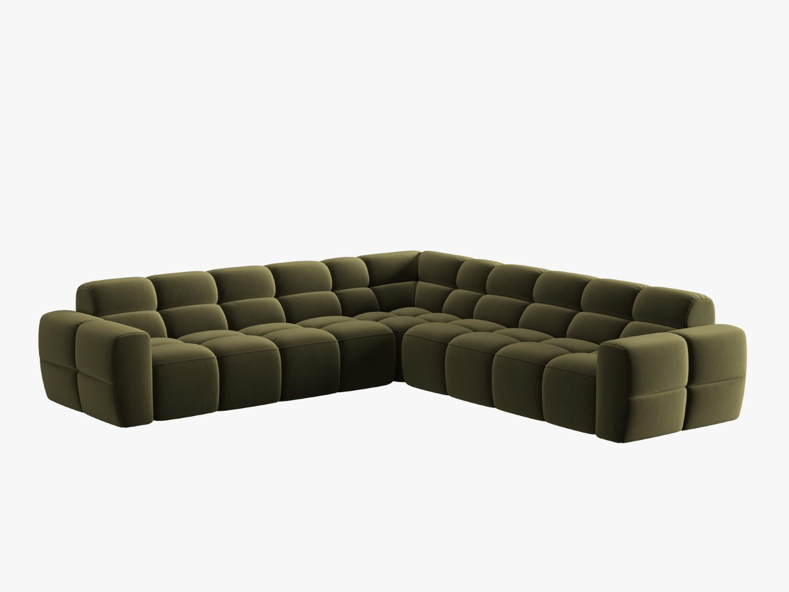 ECKSOFA Lisa aus Samt hellgrün 5 Sitzplätze - Hellgrün, Textil (310/310cm) - Micadoni