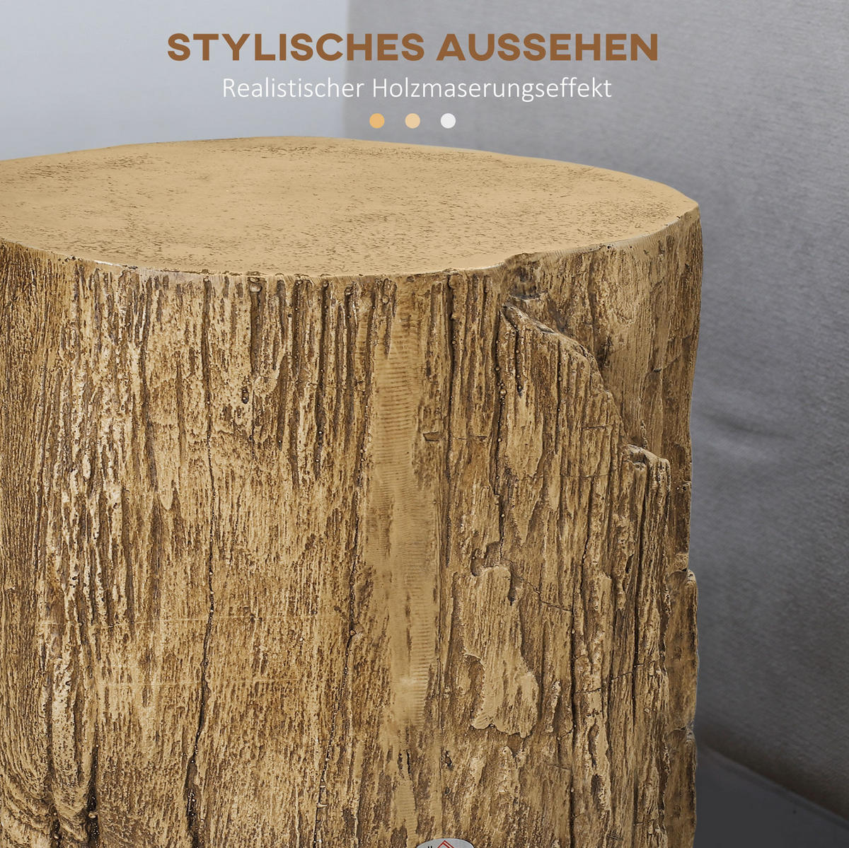 BEISTELLTISCH/NACHTTISCH in Baumstumpf-Optik aus Beton, Ø 37/43 cm, Naturfarben - Naturfarben, Stein (37/43/37cm) - Redom