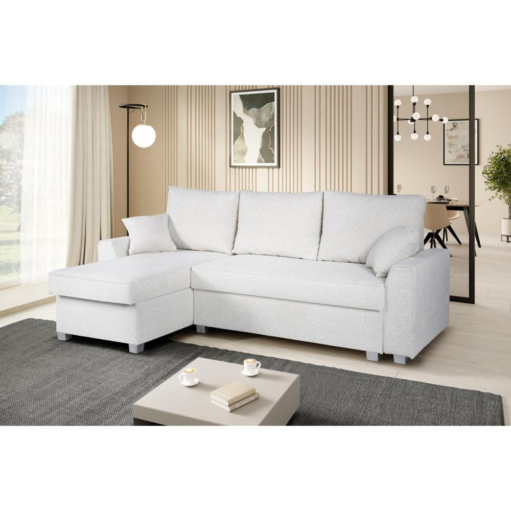 ECKSCHLAFSOFA Teramo hellbeige - Beige/Schwarz, Kunststoff/Textil (235/150cm) - Beautysofa