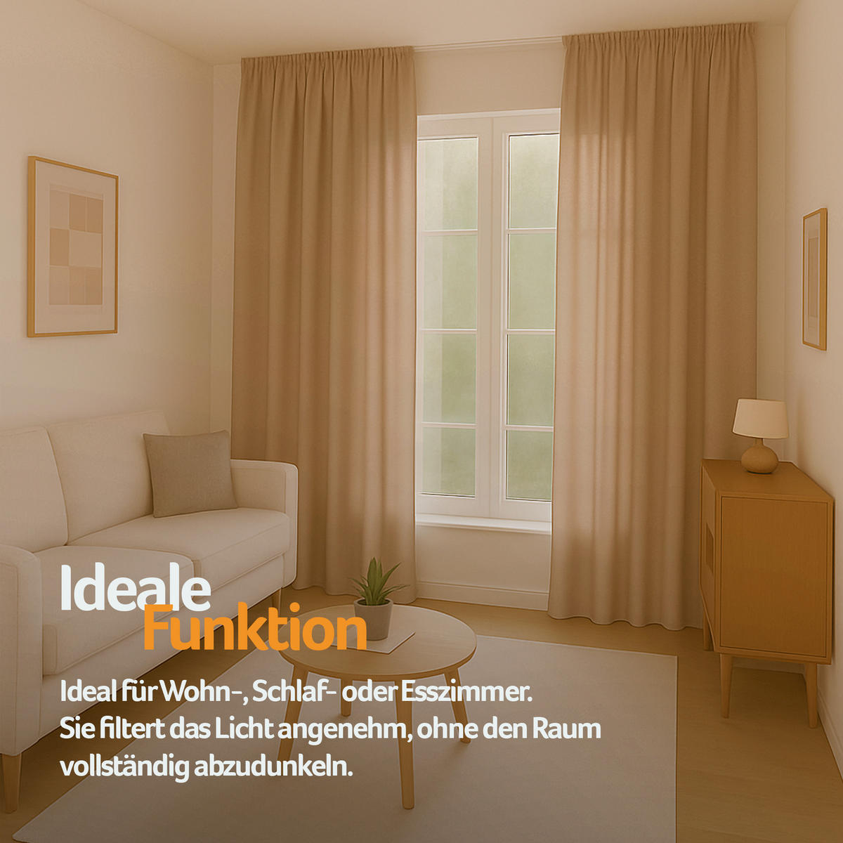GARDINE Universalband "blickdicht" 2er Pack Hellbraun 140x145 cm - Hellbraun, Textil (140/145cm) - Bestlivings