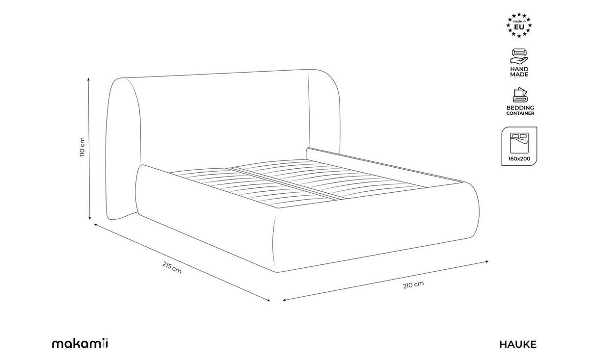 POLSTERBETT mit Bettkasten und Lattenrost 210x215 Grün - Schwarz/Grün, Kunststoff/Textil (160/200cm) - Makamii