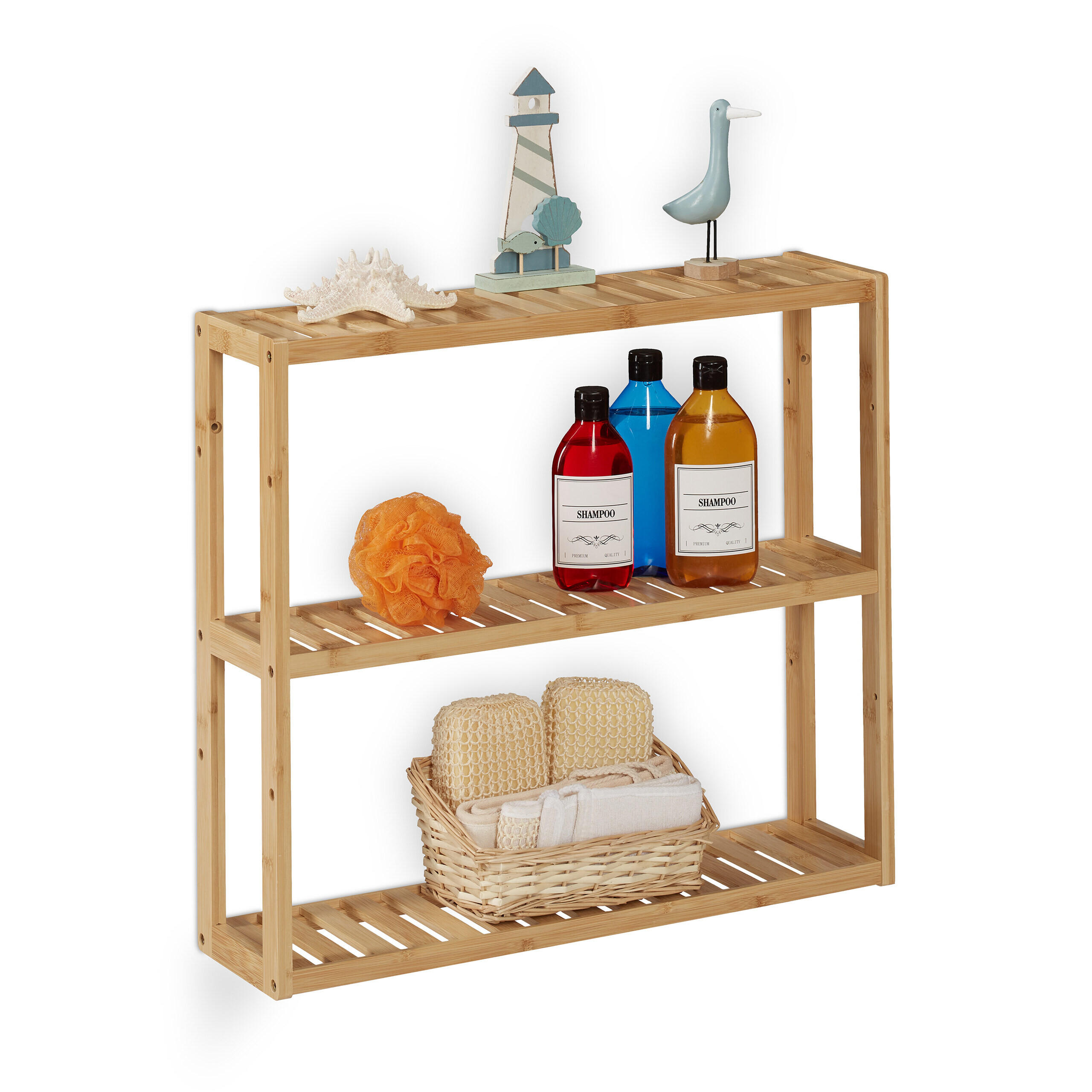 BADREGAL - Hellbraun, Holz (60/54/15cm) - Relaxdays