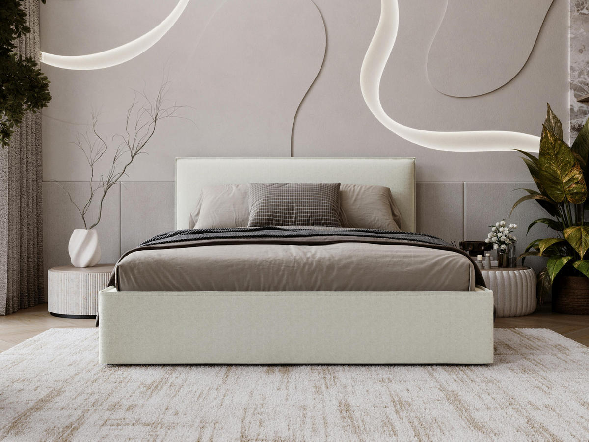 POLSTERBETT Bianco - Creme/Schwarz, Holzwerkstoff/Kunststoff (140/200cm) - MIRJAN24