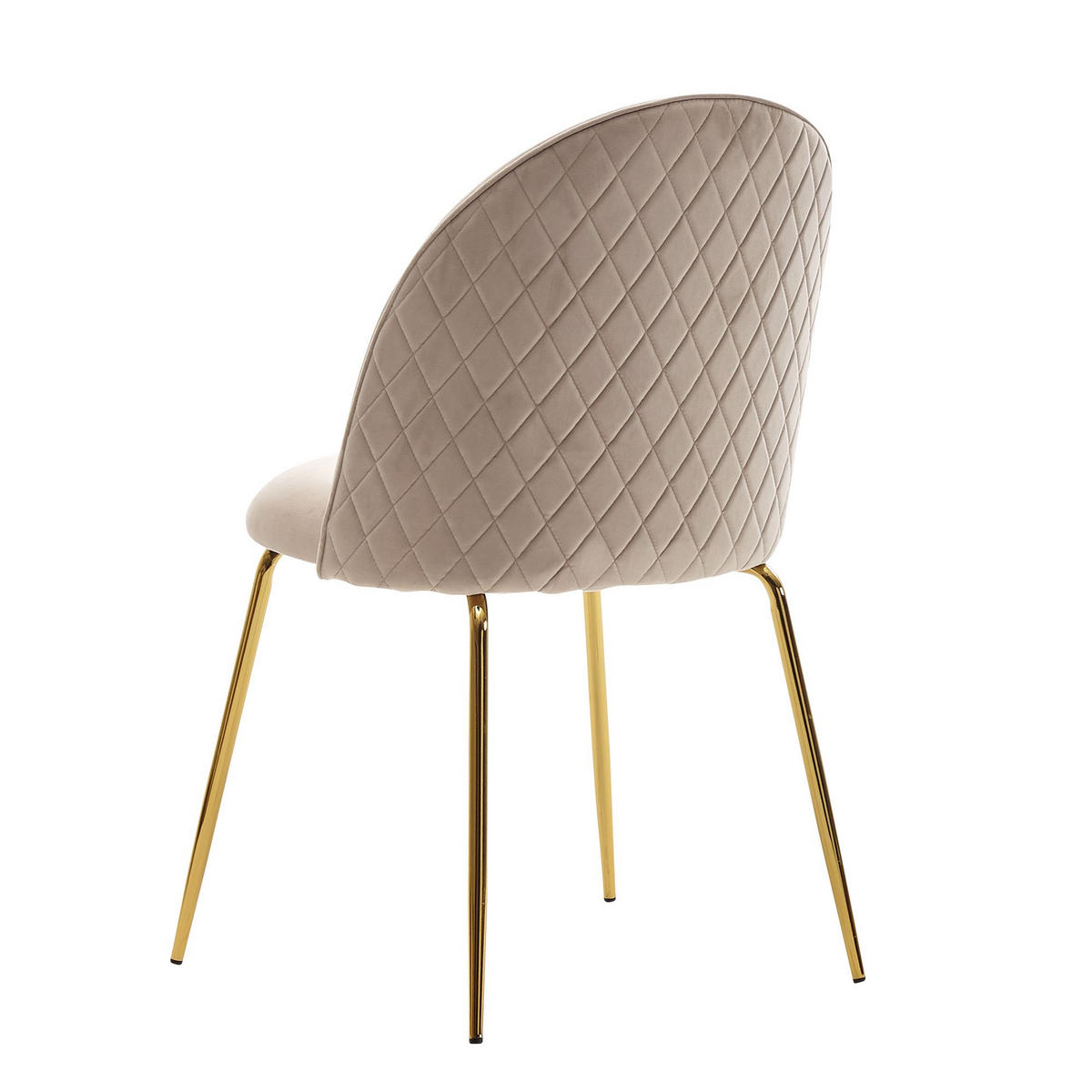 ESSZIMMERSTUHL 2er Set Samtbezug mit Metallgestell Diamantsteppung Skandinavisch gepolstert, Beige 53x50x87 cm - Beige/Goldfarben, Textil/Metall (53/87/50cm) - KADIMA DESIGN