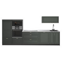 KÜCHENZEILE Fame-Line, Grün-Gold Landhaus/Anthrazit, 340 cm, AP Marmor - Anthrazit/Grün, Holzwerkstoff (340/153.6/60cm) - Vicco