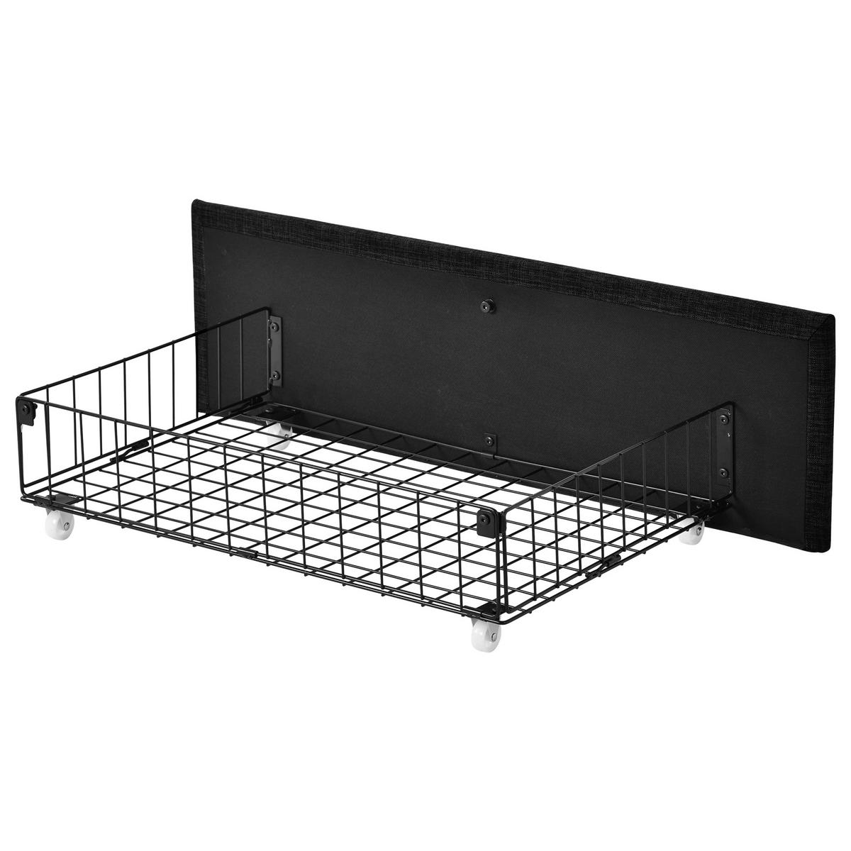 POLSTERBETT 140×200 cm aus Leinen-Stoff mit vier Schubladen und verstellbarem Kopfteil, schwarz - Schwarz, Textil (140/200cm) - Luhomfu
