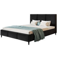 POLSTERBETT LUX Siena mit Kopfteil, 160 x 200 cm, Doppelbett mit Lattenrost aus Holz, Velourstoff Schwarz, Füße in Farbe: Schwarz - Schwarz, Holz/Textil (160/200cm) - Alpi-Möbel