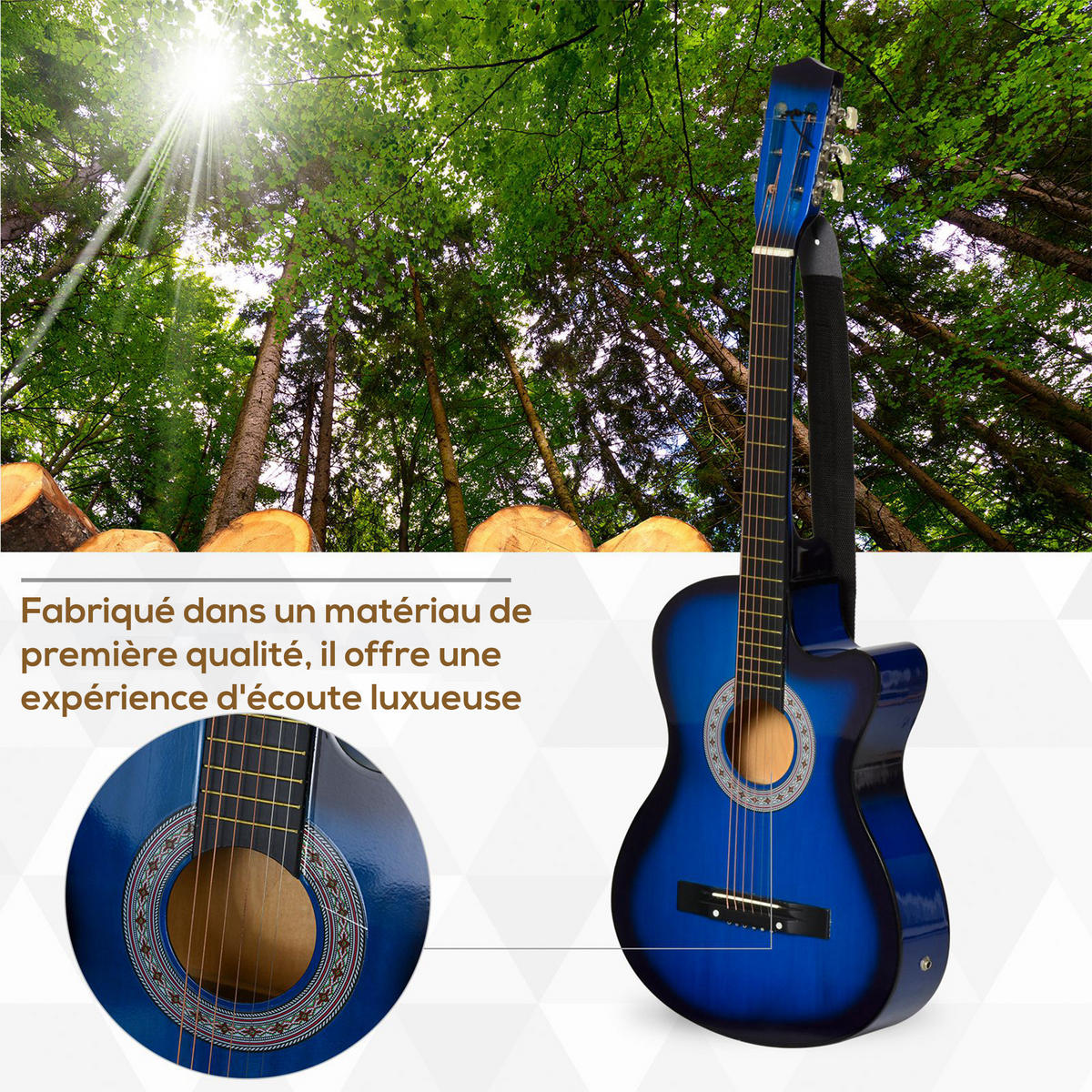 ELEKTRISCHE GITARRE DE-18665 Blau/Schwarz - Blau, Holzwerkstoff (35.8/8.5/96.5cm) - ComfortXL