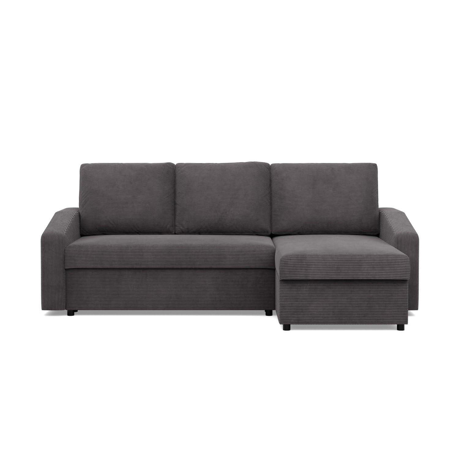 ECKSOFA MIT SCHLAFFUNKTION NEO, Cord - Dunkelgrau - Grau, Textil (231/140cm) - Mebligo