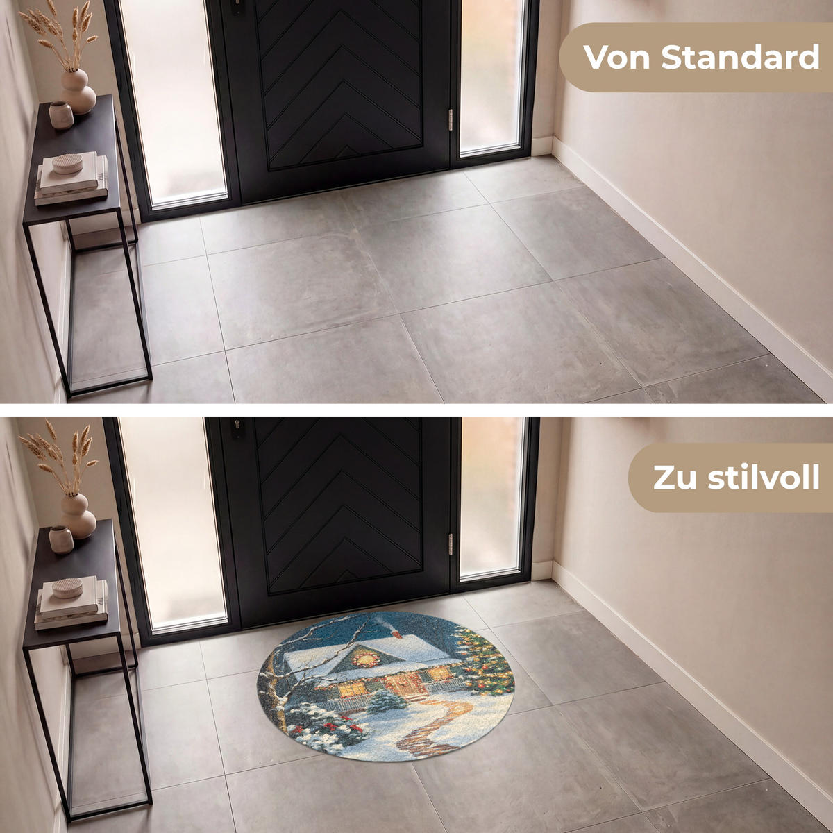 ROHOŽKA Vánoce - Vánoční stromek - Zima - Domov - Sníh 90x90 cm - různobarevná, textil/umělá hmota (90/0.4cm) - MuchoWow