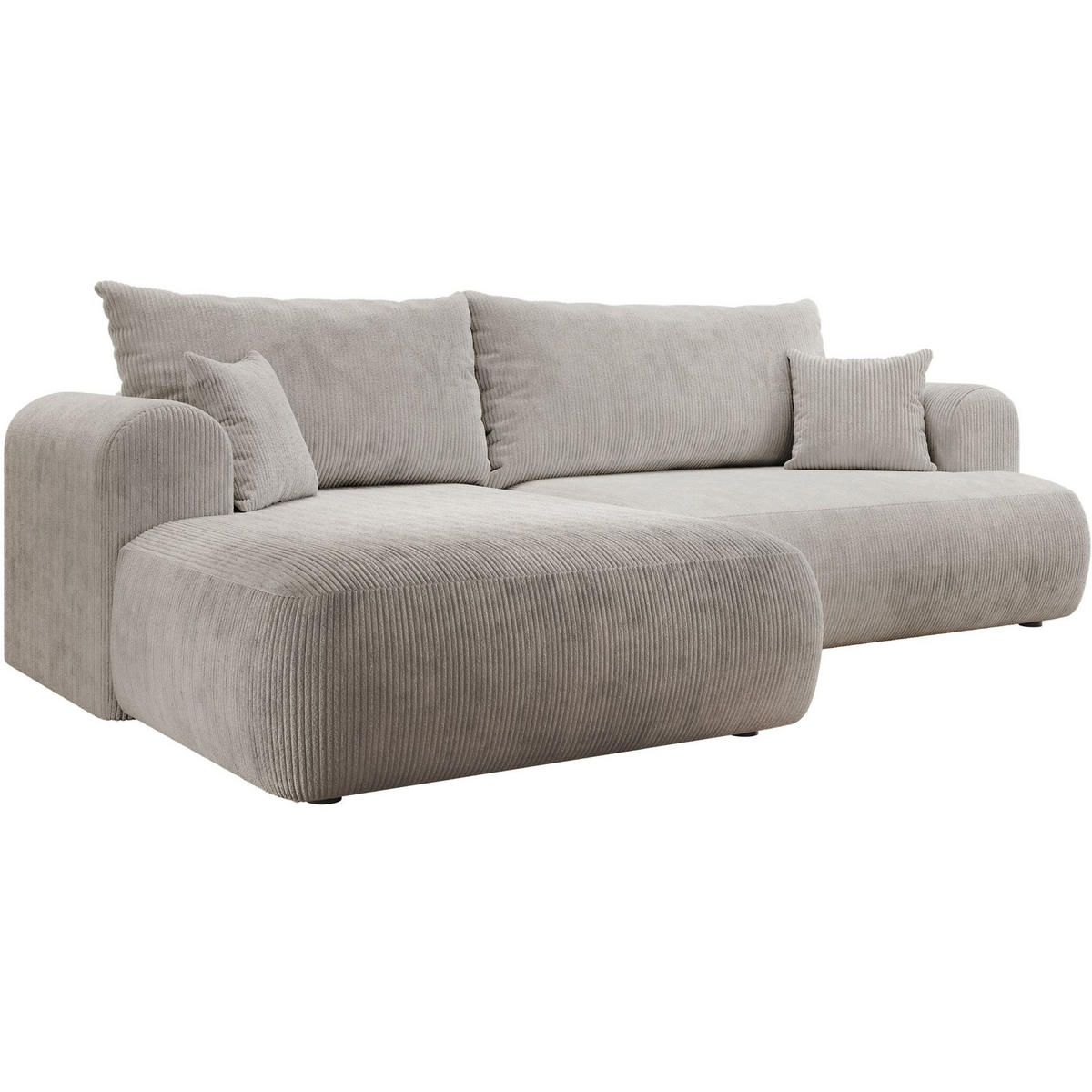 ECKSOFA Ovo Cord mit Cordbezug Graubeige, links - Taupe/Schwarz, Textil (260/165cm) - Selsey