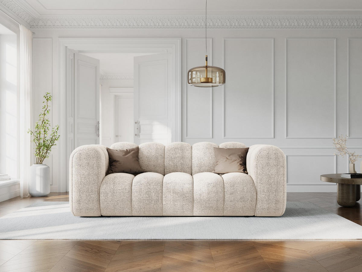 SOFA Lupine aus Chenille-Stoff leichtes beige 2 Sitzplätze - Creme, Textil (95/70/200cm) - Micadoni