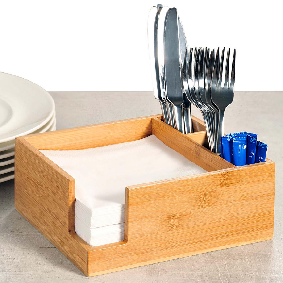 BESTECKBOX, 6 Stück - Bambus, 18 x 18cm - Naturfarben, Holz (21.5/9/18cm) - Kesper