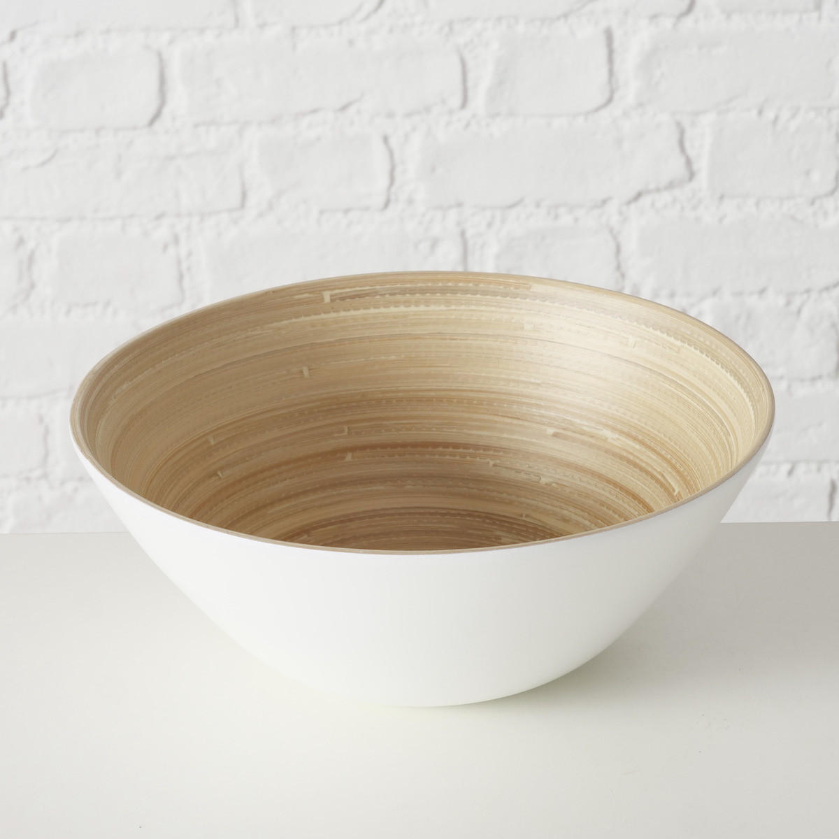 SCHÜSSELN Bambo Ø 7-10 cm 2er-Set - Weiß, Naturmaterialien (25cm) - Boltze Home