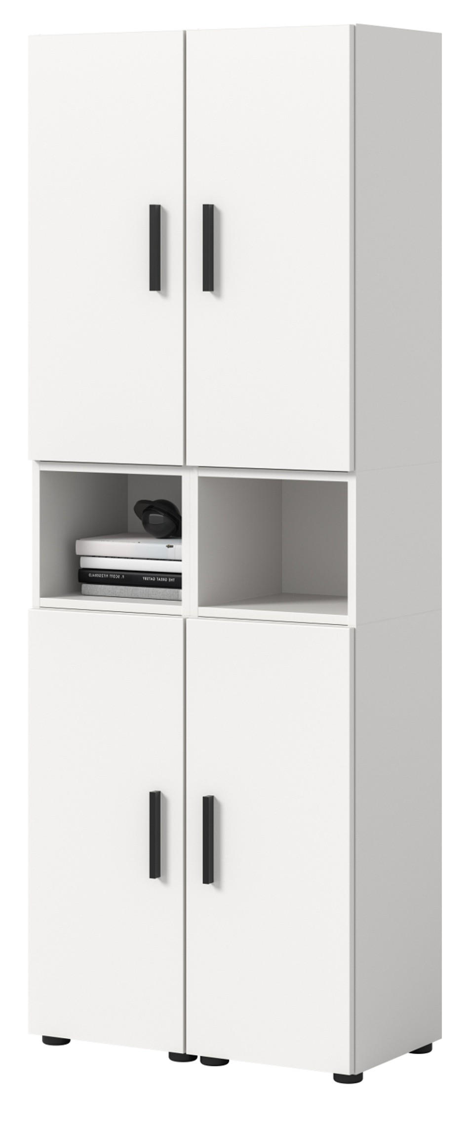 STAURAUMSCHRANK weiß 65 x 178 cm, Mehrzweckschrank mit viel Stauraum - Schwarz/Weiß, Holzwerkstoff/Kunststoff (65/178/34cm) - Inn.Furn