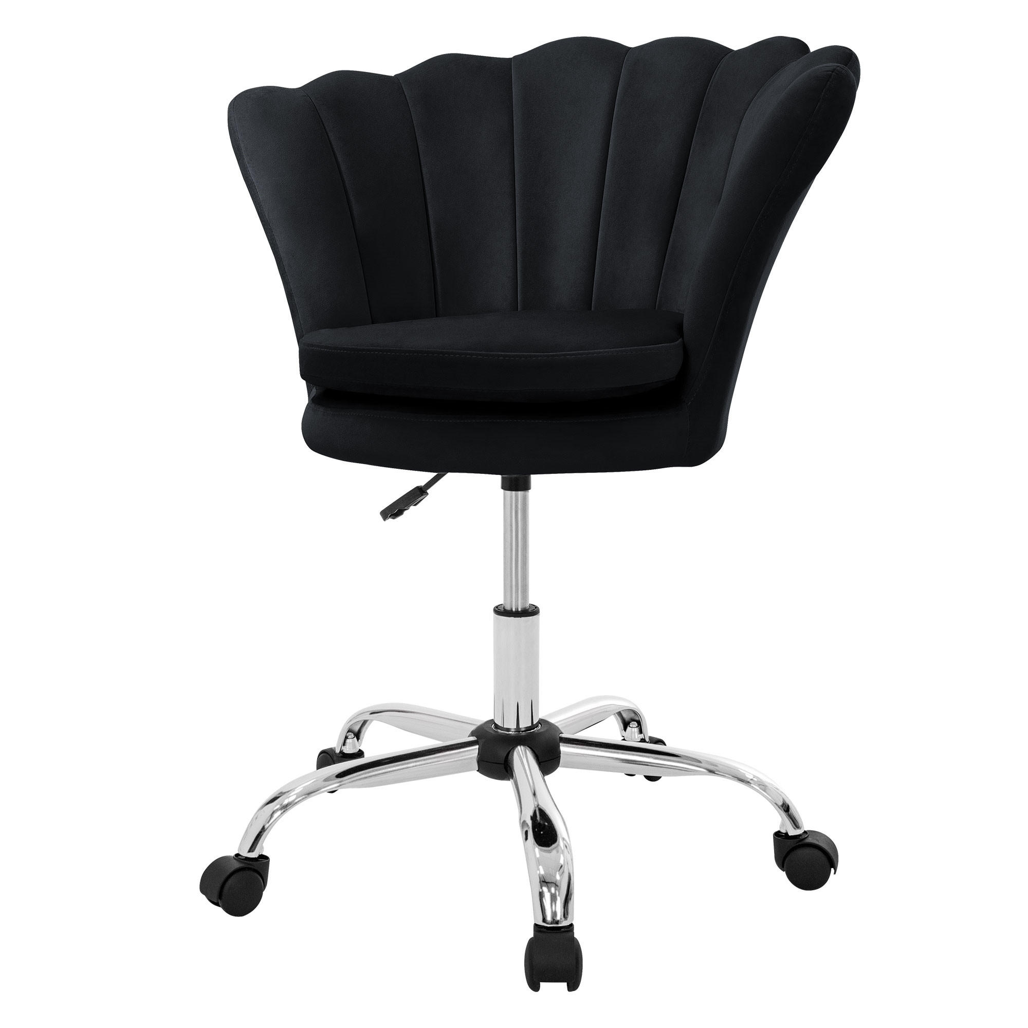 DREHSTUHL Kunstfell Schwarz - Schwarz, Metall (68/90/68cm) - ML-DESIGN