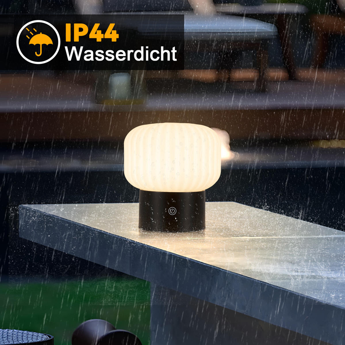 LED TISCHLAMPE Glowvyn 16/15.5/8.7 cm - Weiß, Glas (16/15.5/8.7cm) - ZMH