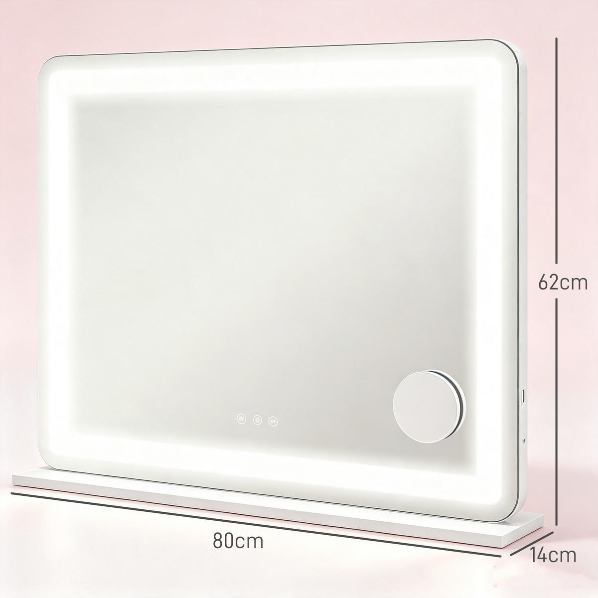 SCHMINKSPIEGEL Glas Metall Weiß - Weiß, Glas (14/62/80cm) - HOMCOM