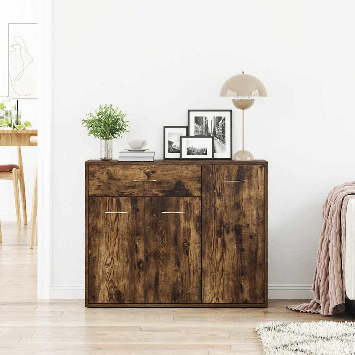 SIDEBOARD Räuchereiche 88/30/70 Cm Holzwerkstoff - Dunkelbraun/Grau, Holz/Holzwerkstoff (88/70/30cm) - vidaXL