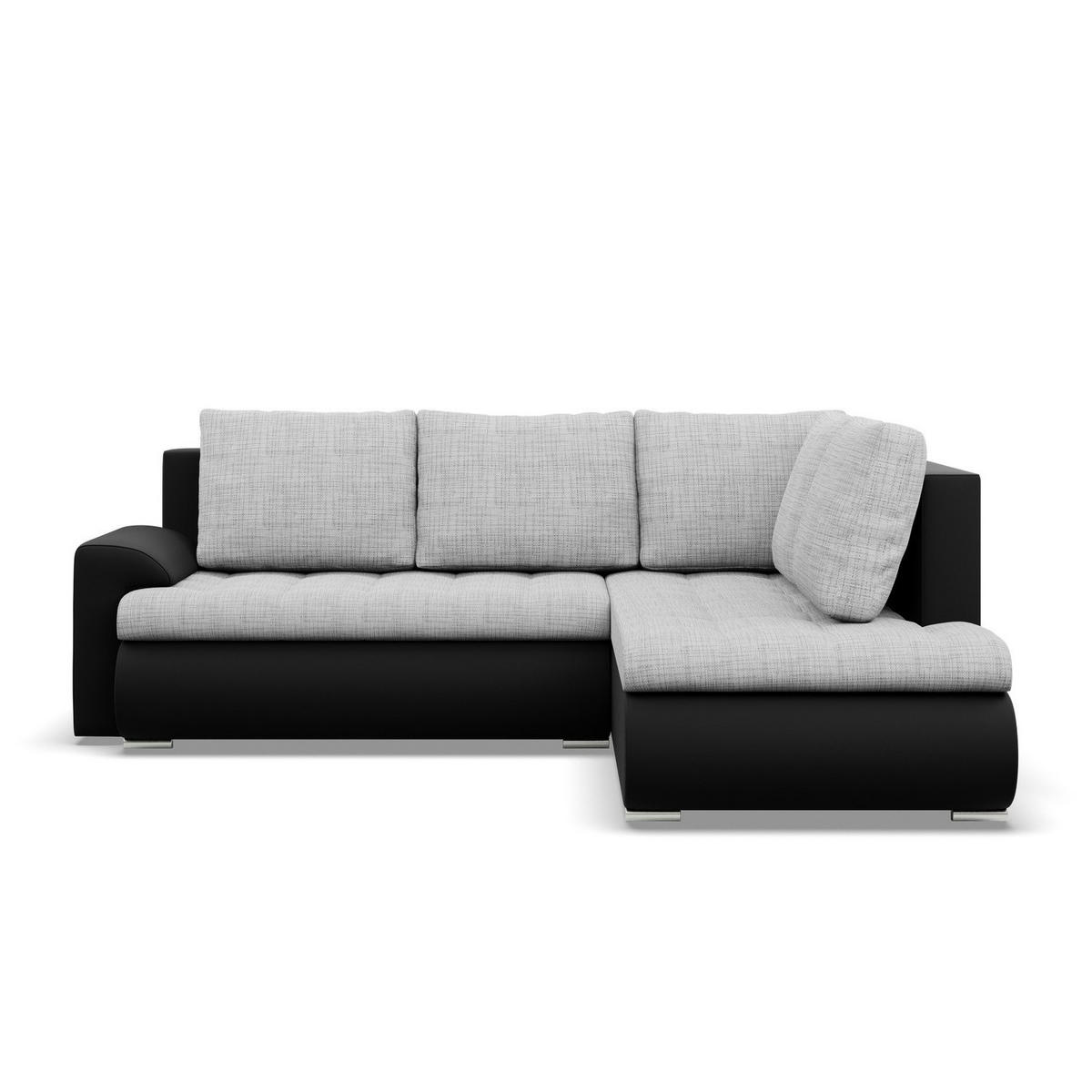 ECKSOFA RECHTS MIT SCHLAFFUNKTION FORESTA, Grau + Schwarz - Schwarz/Grau, Textil (230/200cm) - Mebligo