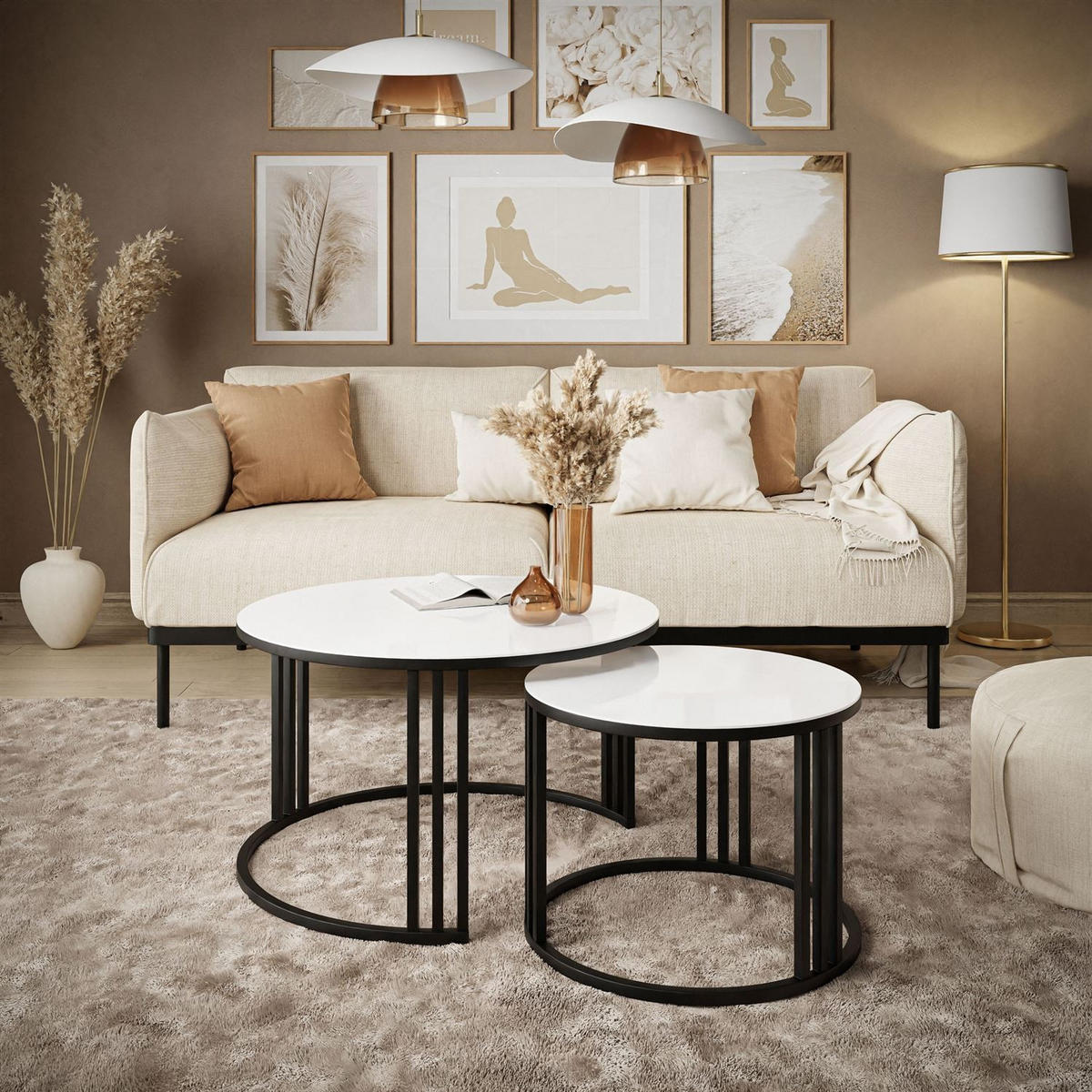 COUCHTISCH 2 in 1 LORI GLASS - Schwarz, Glas (70/70/47cm) - Lookway