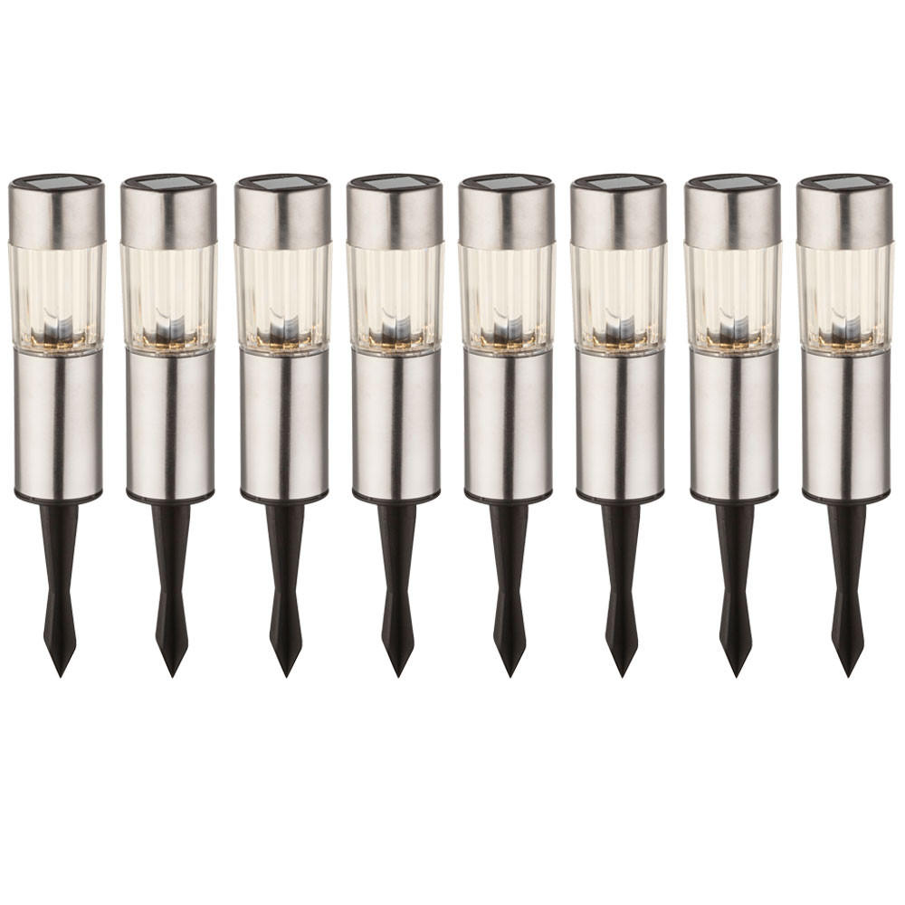 LED SOLARLAMPE Edelstahl Silber Außenbereich 8er Set - Silberfarben, Metall (4.6/4.6/25cm) - Globo Lighting