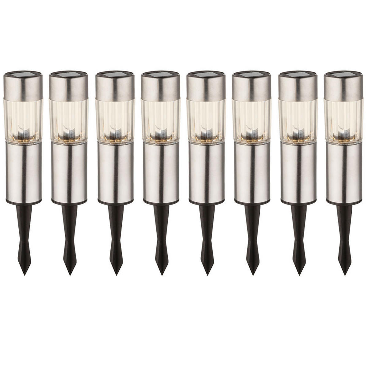LED SOLARLAMPE Edelstahl Silber Außenbereich 8er Set - Silberfarben, Metall (4.6/4.6/25cm) - Globo Lighting