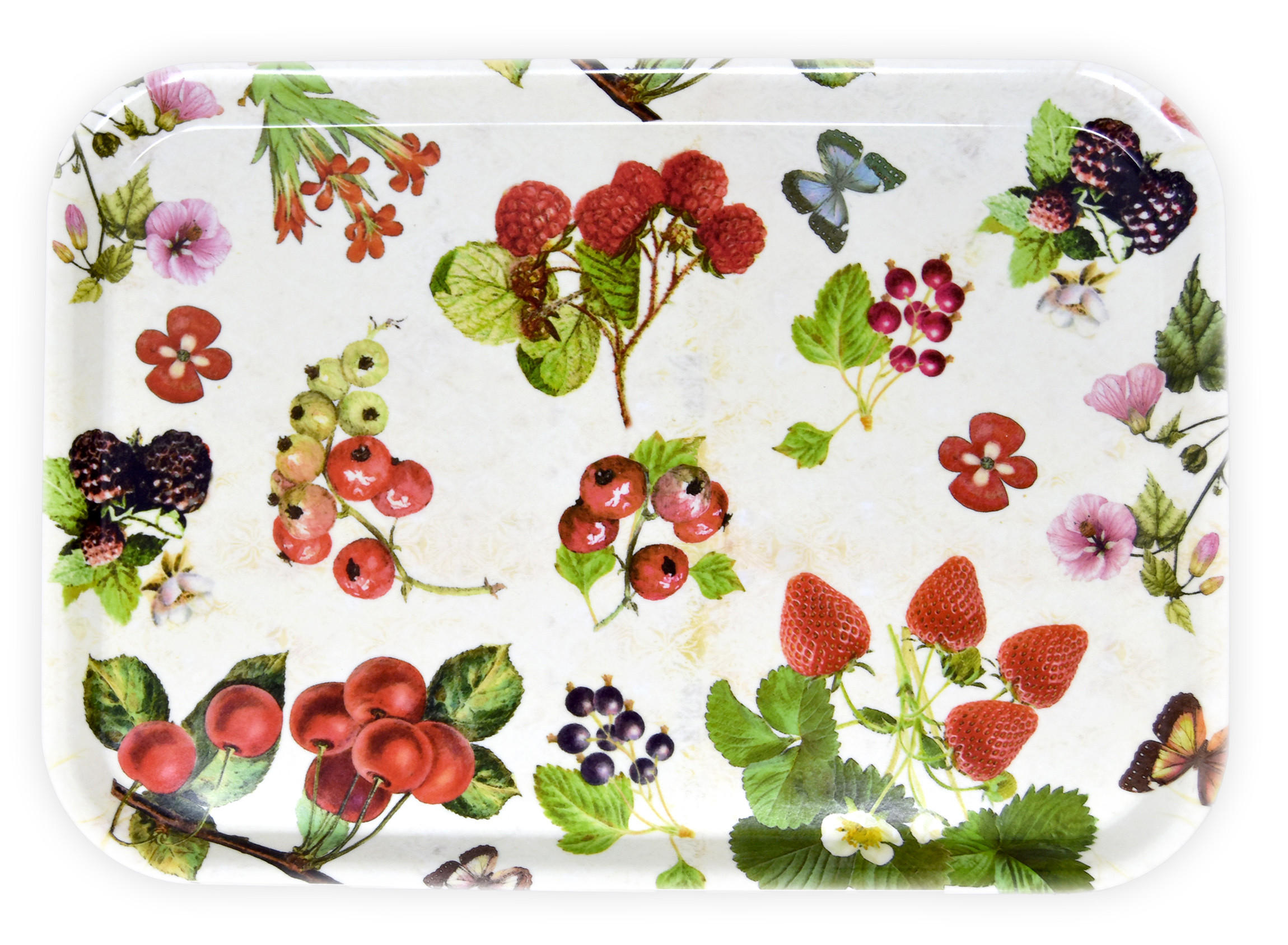 TABLETT Waldbeeren, rechteckige Melamin Serviertablett 38x26 cm - Beere, Kunststoff (26/2/38cm) - Lashuma