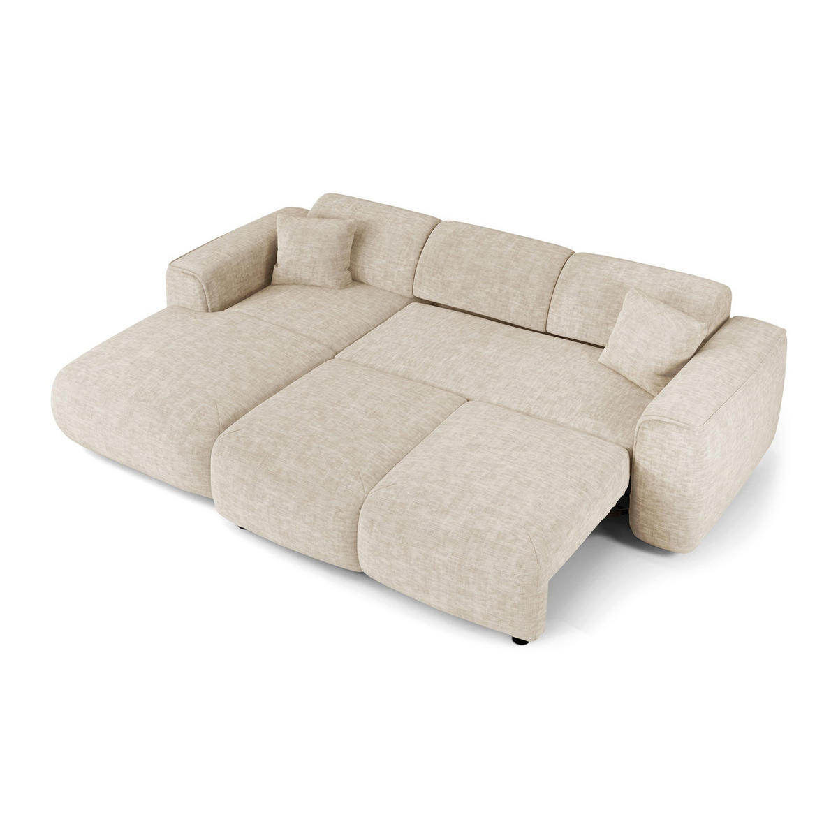 ECKSCHLAFSOFA Texturierter Samt Beige 283cm - Beige, Textil (283/180cm) - Sia Home