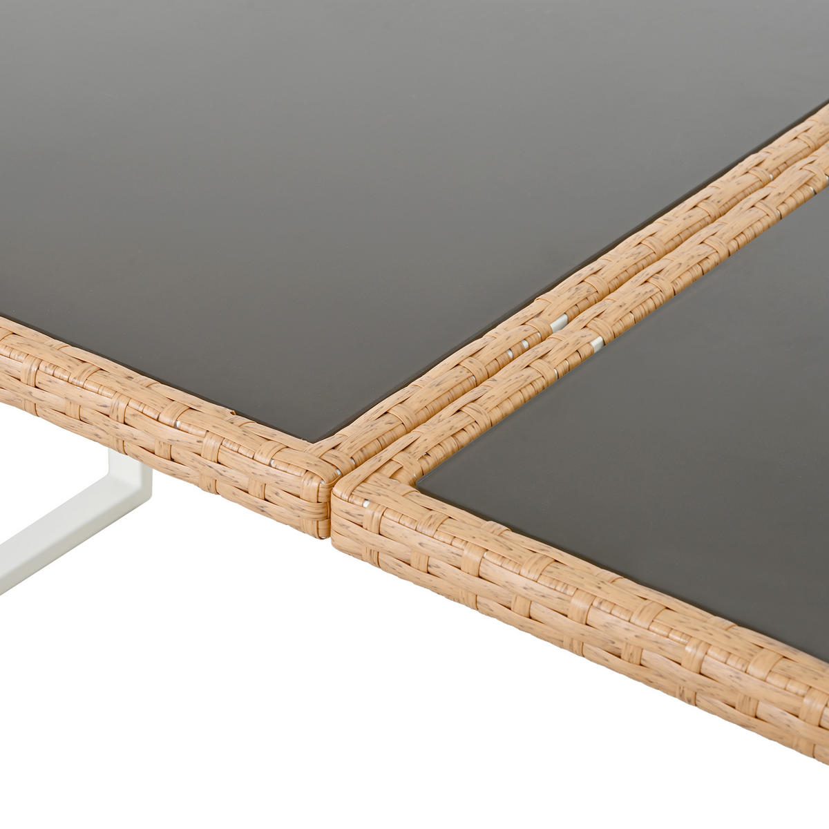 GARTENESSGRUPPE Braun/Weiß 7-teilig für 6 Personen mit Glastisch & abnehmbaren Polstern - Braun, Naturmaterialien - PANGIVO