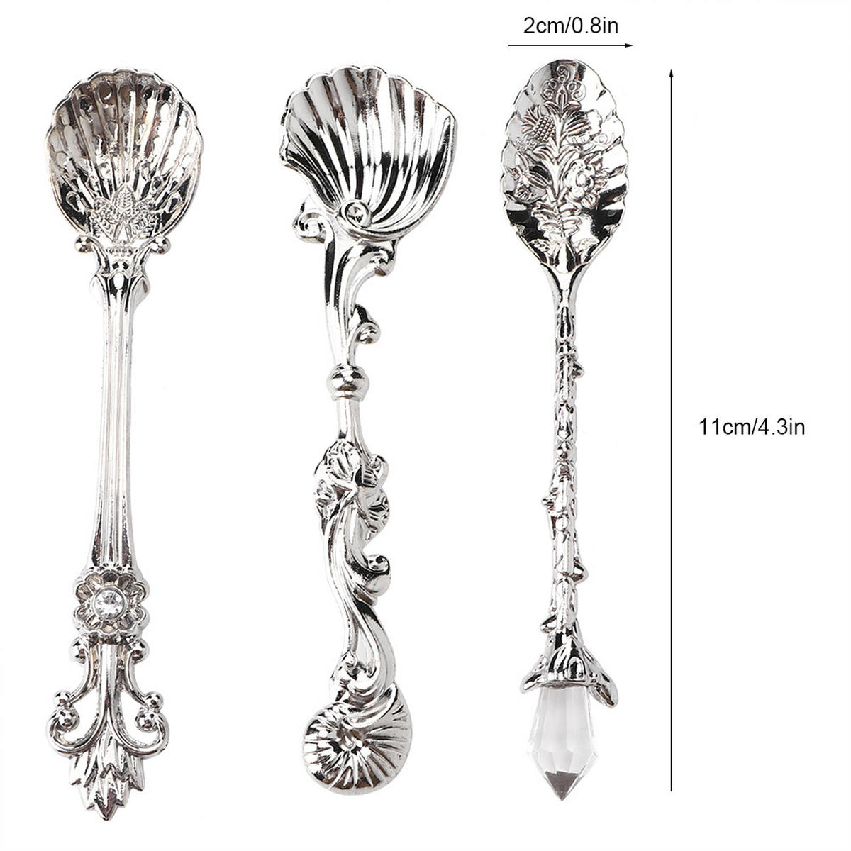 BESTECK-SET 3-teiliges Kaffeelöffel-Set Zinklegierung - Silberfarben, Metall