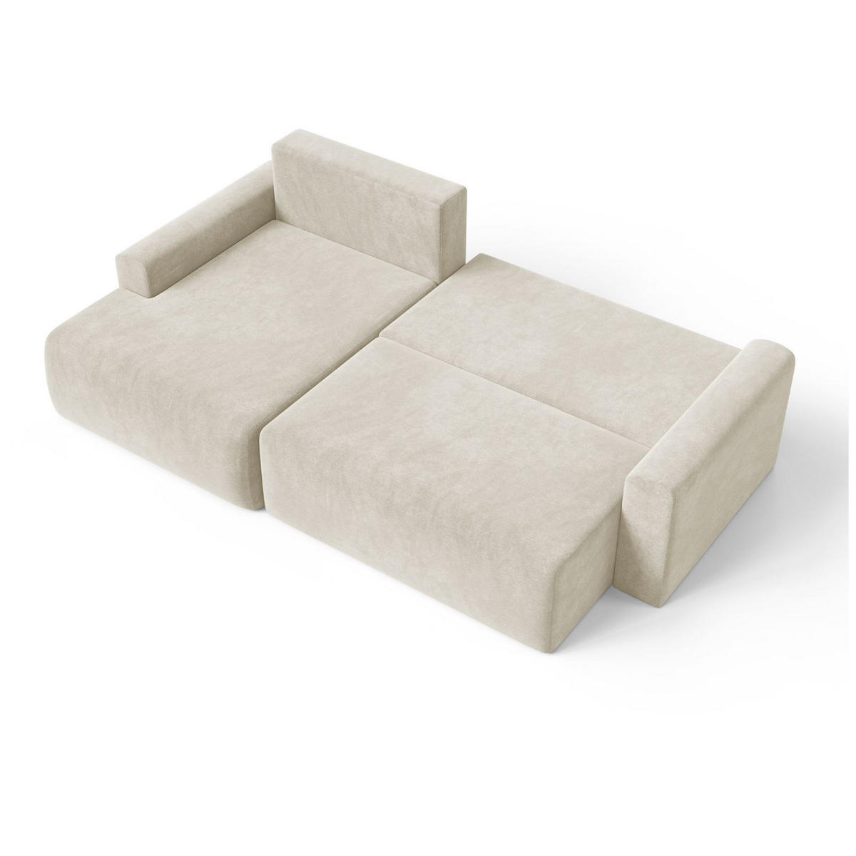 ECKSOFA MILO LARGE mit Schlaffunktion, Bettkasten und Cordbezug, Links - VIBE 03 - Creme, Holz (270/142cm) - Dekori_Interiors