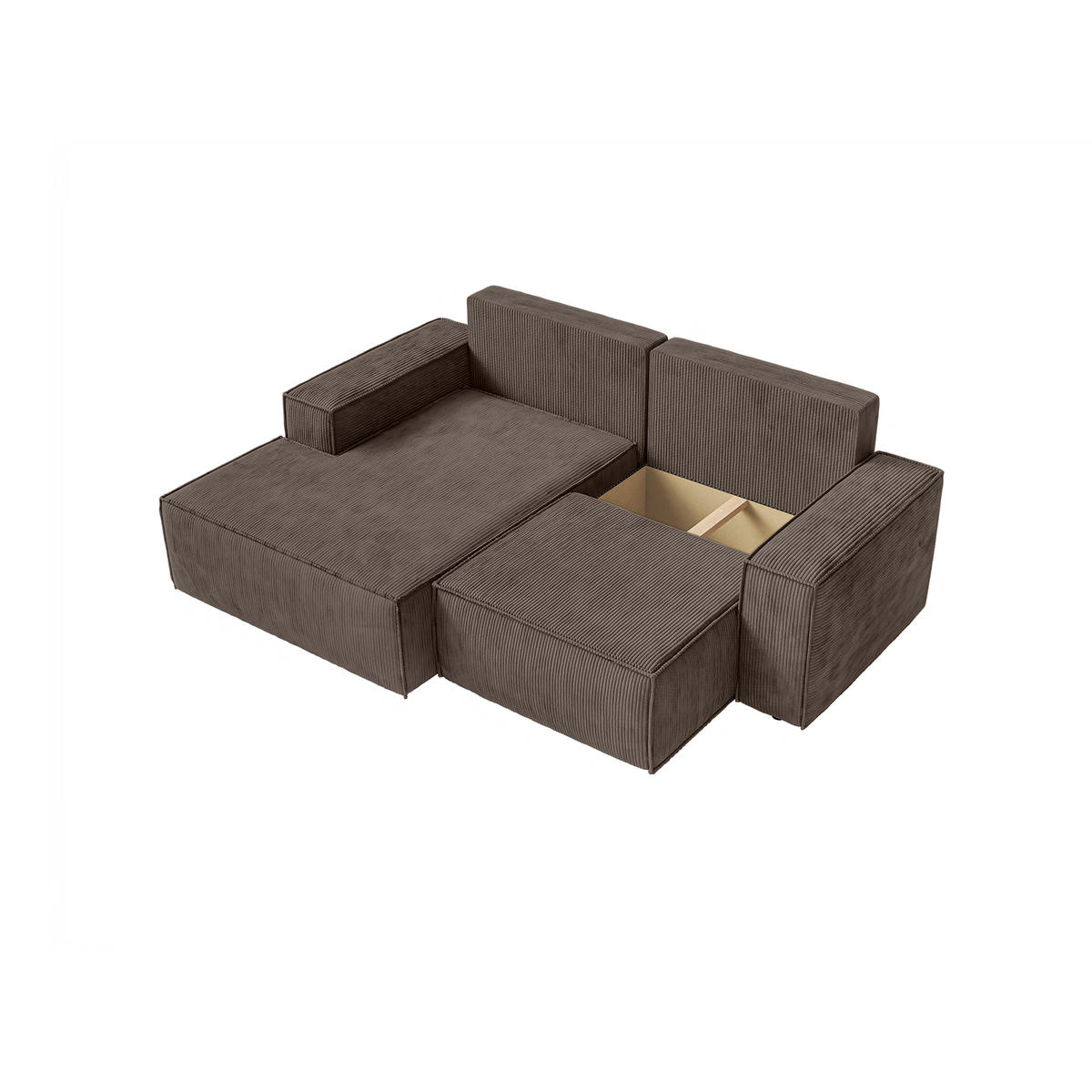 ECKSOFA KOKKO MINI mit Schlaffunktion, Dunkelbraun - Dunkelbraun, Textil (240/167cm) - Fedve