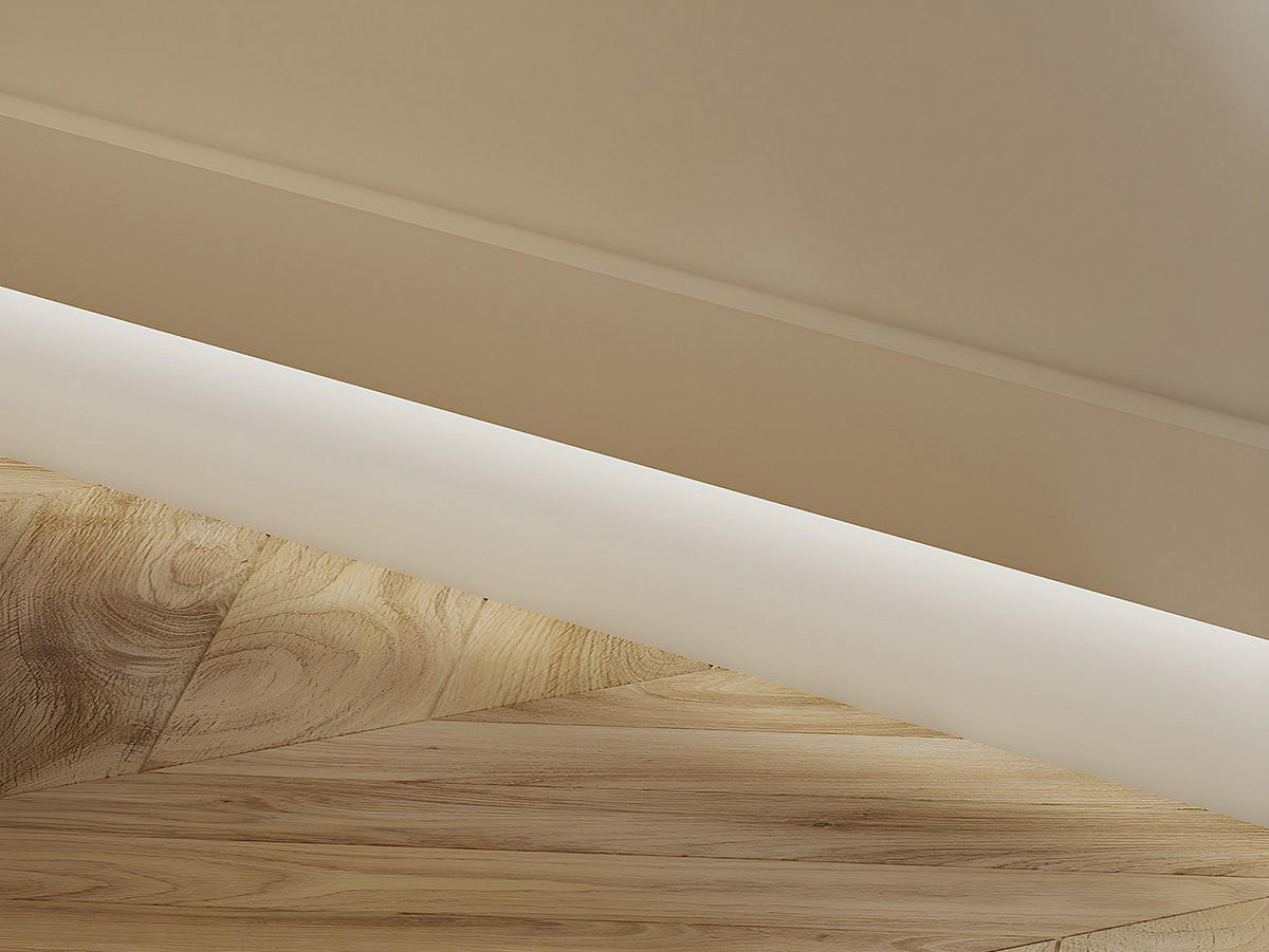 SOCKELLEISTE - 290 cm x 2 cm - plastik - weiß Ardeo - Weiß, Kunststoff (2/290/5cm) - Vente-Unique