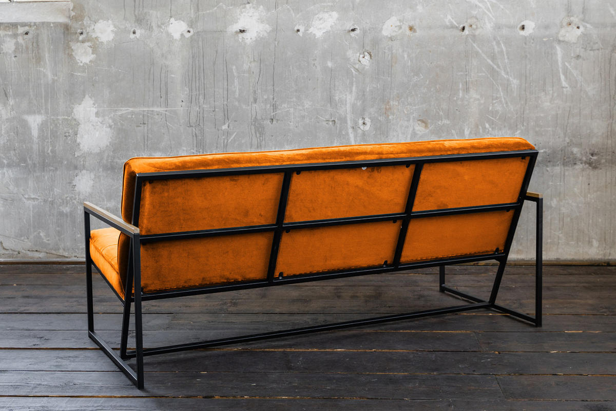 POLSTERBANK ARLY Orange Velvet - Orange, Textil (173/80/77cm) - KAWOLA