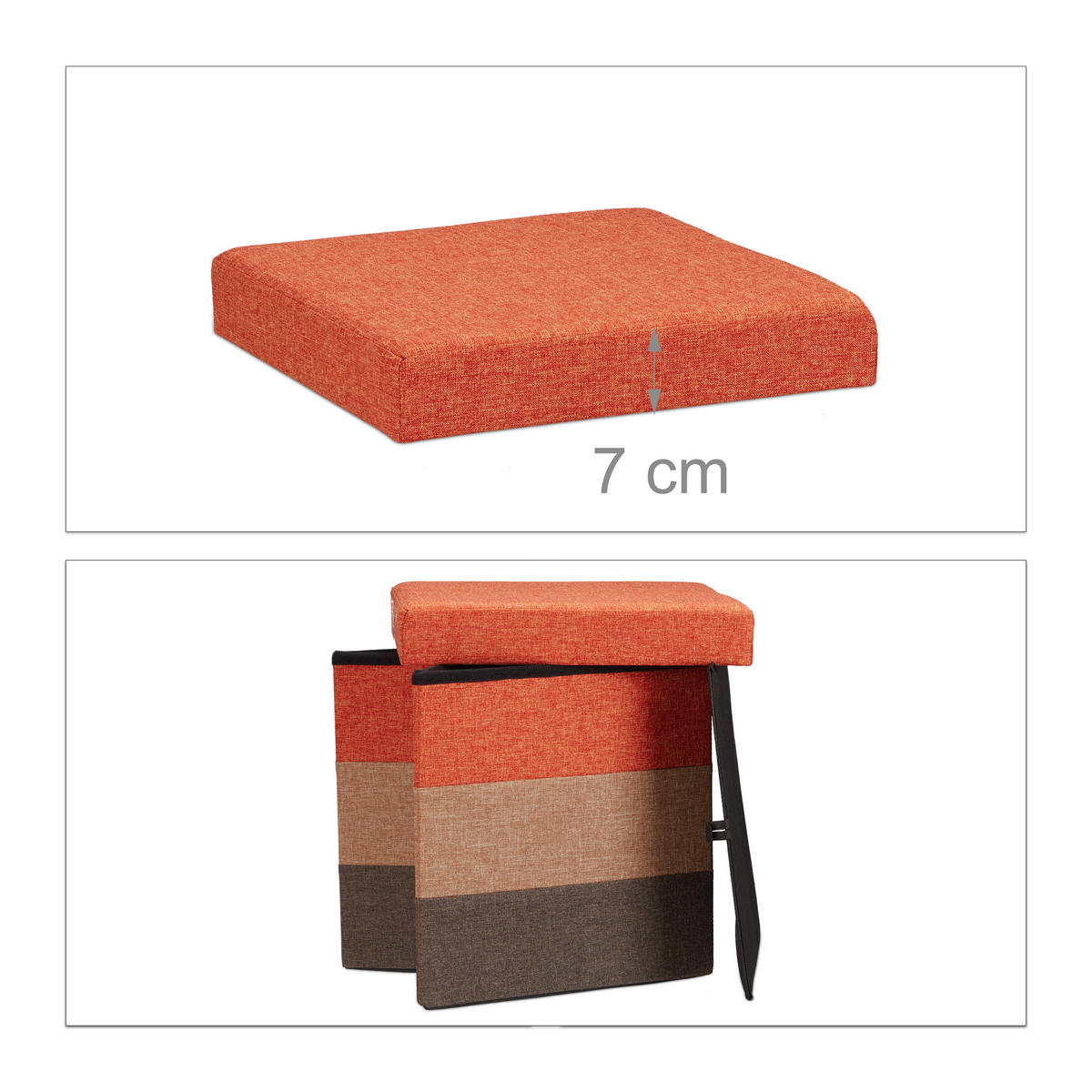 HOCKER - Multicolor, Holzwerkstoff/Textil (38/38/38cm) - Relaxdays