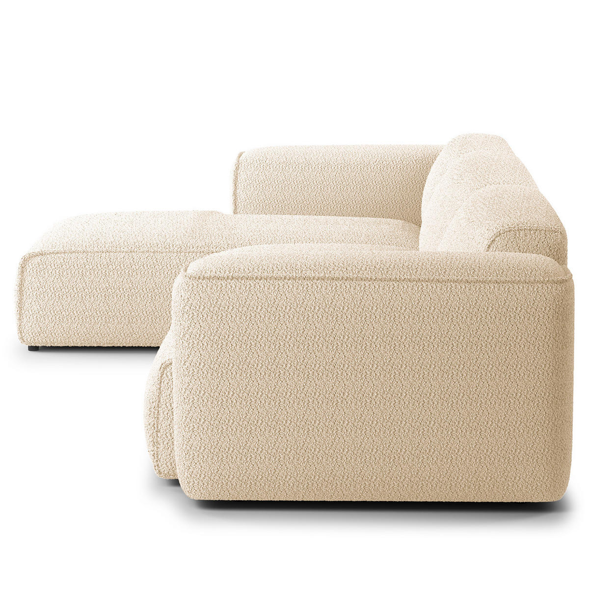 3-SITZER ECKSOFA mit Longchair - Beige/Schwarz, Kunststoff/Textil (317/173cm) - home24