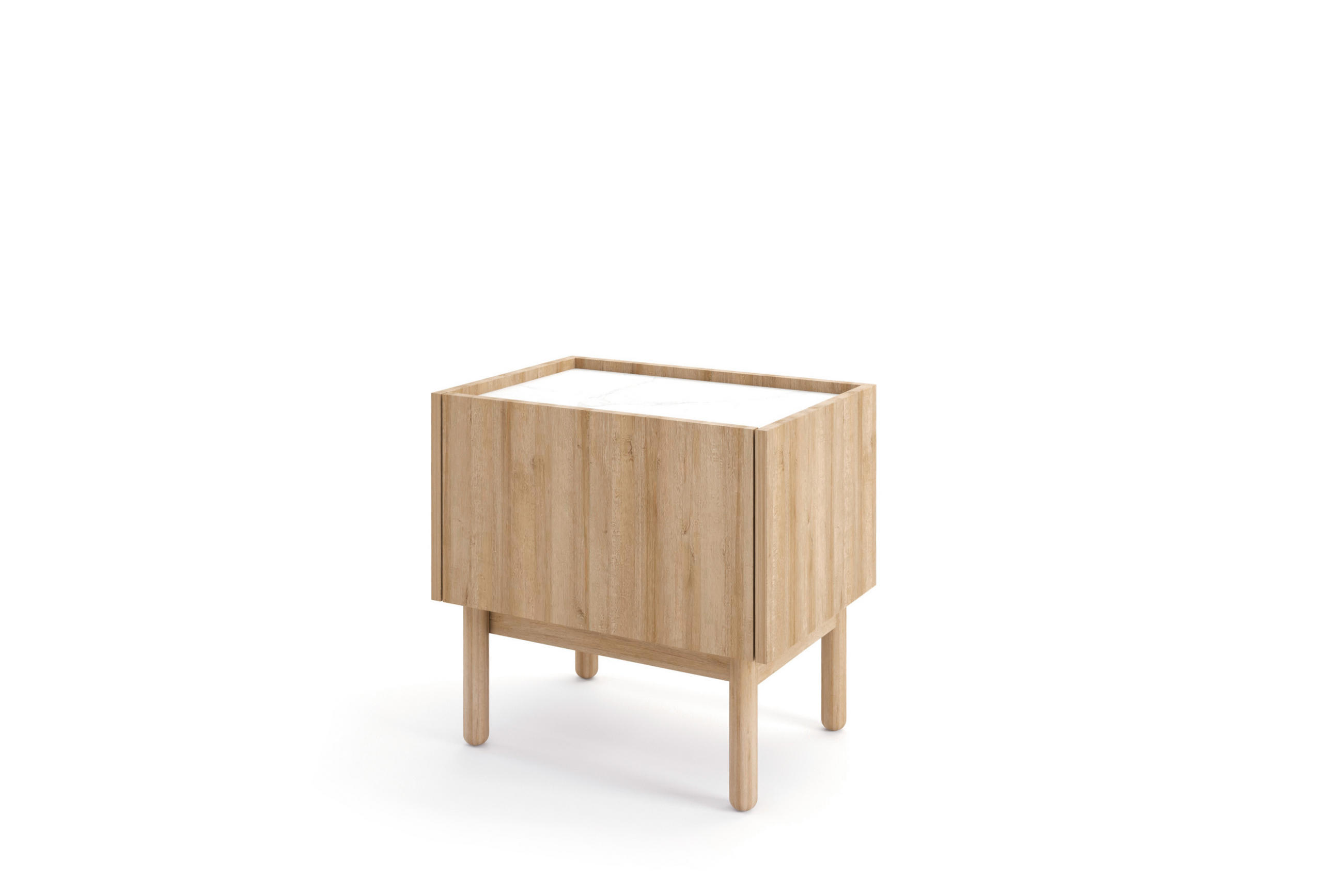 NACHTTISCH Boho Riviera Eiche, Nachtkommode, mit Holz Beine - Eiche Bianco/Braun, Holz/Holzwerkstoff (50/48/37cm) - Bettso