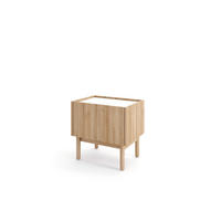 NACHTTISCH Boho Riviera Eiche, Nachtkommode, mit Holz Beine - Eiche Bianco/Braun, Holz/Holzwerkstoff (50/48/37cm) - Bettso
