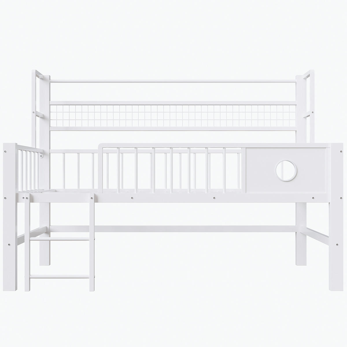 KINDERBETT 90/200 cm aus Metall mit Stauraum und Kleiderstange - Weiß, Metall (90/200cm) - Flora Grace